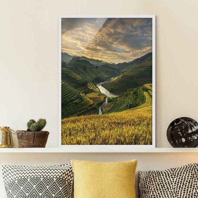 Rice Plantations in Vietnam - Picture Frame Graphic Art Alpen Home Frame Option: White Framed, Size: 70cm H x 50cm W x 2cm D on Productcaster.