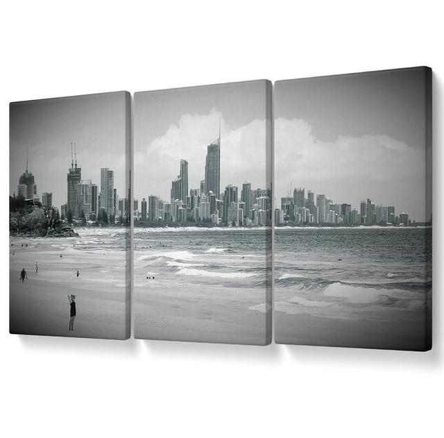 City Beach Canvas 3 Panel Set Highland Dunes Size: 101.6cm H x 203cm W on Productcaster.