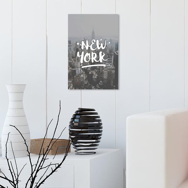 'NY' Typography on Wrapped Canvas East Urban Home Size: 38.1 cm H x 25.4 cm W on Productcaster.