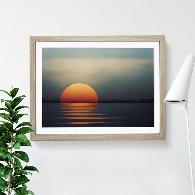 Cosmopolitan Seascape At Sunset House of Hampton Size: 46cm H x 64cm W x 2cm D, Frame Colour: Oak Framed on Productcaster.