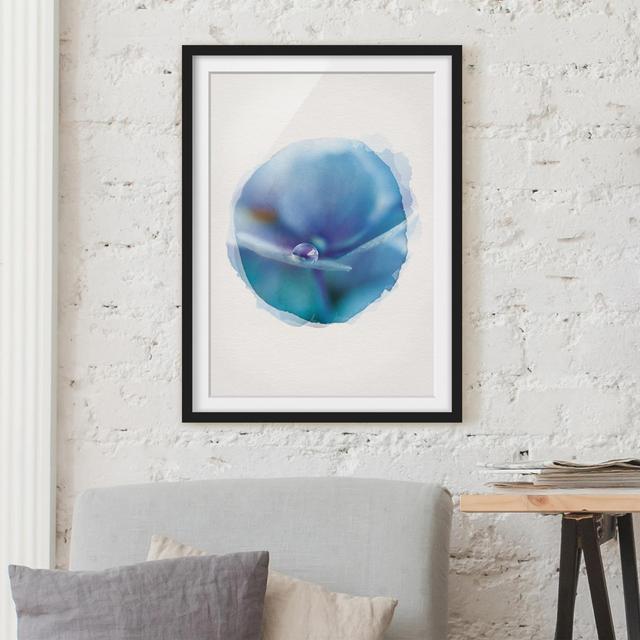 Water Drops Hydrangea Blossom - Picture Frame Graphic Art Rosalind Wheeler Size: 55cm H x 40cm W x 2cm D, Frame Option: Black Framed on Productcaster.