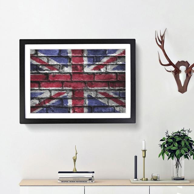 Union Jack Brick Wall Graffiti - Picture Frame Graphic Art Print East Urban Home Size: 33cm H x 45cm W x 2cm D, Frame Option: Black Framed on Productcaster.