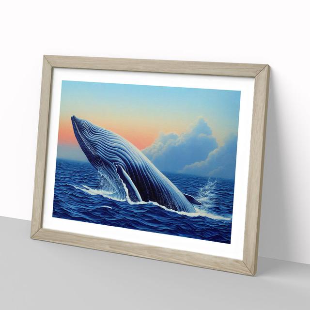 Whale Art Painting - Picture Frame Graphic Art Breakwater Bay Format: Oak Framed, Size: 46cm H x 64cm W x 2cm D on Productcaster.