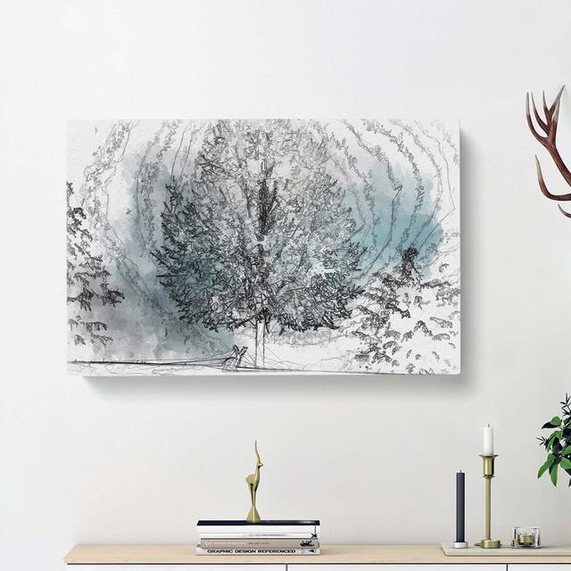 Hare in a Winter Forest in Abstract - Wrapped Canvas Drawing Print East Urban Home Size: 40cm H x 60cm W x 3cm D on Productcaster.