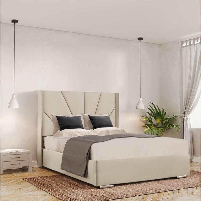 Chriss Upholstered Standard Bed Ivy Bronx Size: Small Double (120 x 190 cm), Colour: White on Productcaster.