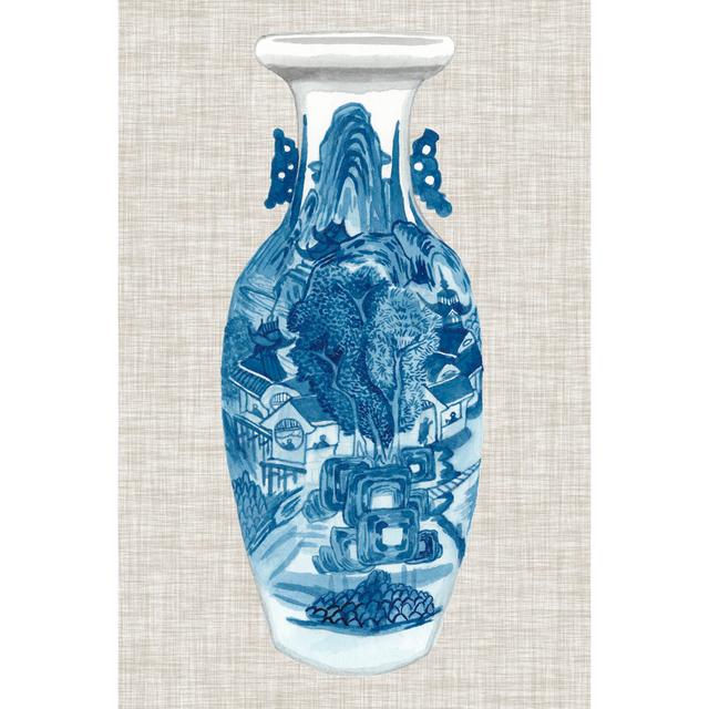 Ming Vase on Linen I - Wrapped Canvas Graphic Art Rosalind Wheeler Size: 46cm H x 30cm W x 3.8cm D on Productcaster.