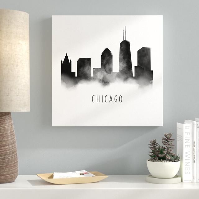 Chicago Watercolour - Print East Urban Home Size: 40.64cm H x 40.64cm W x 3.81cm D, Format: Wrapped Canvas on Productcaster.