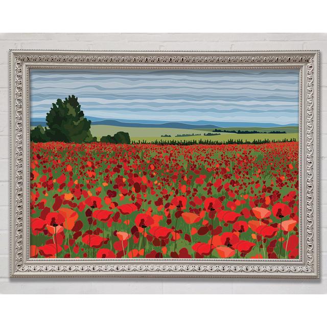 Red Poppy Field Flowers - Single Picture Frame Art Prints Bright Star Size: 100cm H x 141.4cm W x 3cm D on Productcaster.