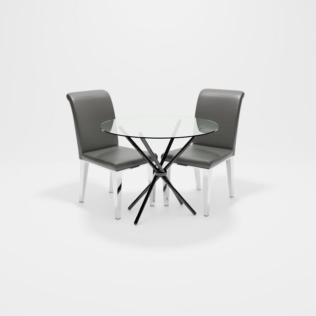 Desborough 3 - Piece Dining Set Metro Lane Colour (Chair): Grey, Colour (Table Base): Black on Productcaster.