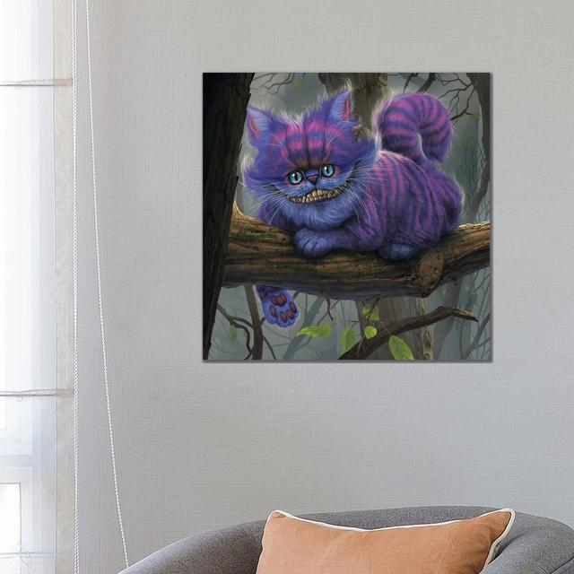 Cheshire Cat by Vincent Hie - Graphic Art Print on Canvas Happy Larry Format: Wrapped Canvas, Size: 66.04cm H x 66.04cm W x 3.81cm D on Productcaster.