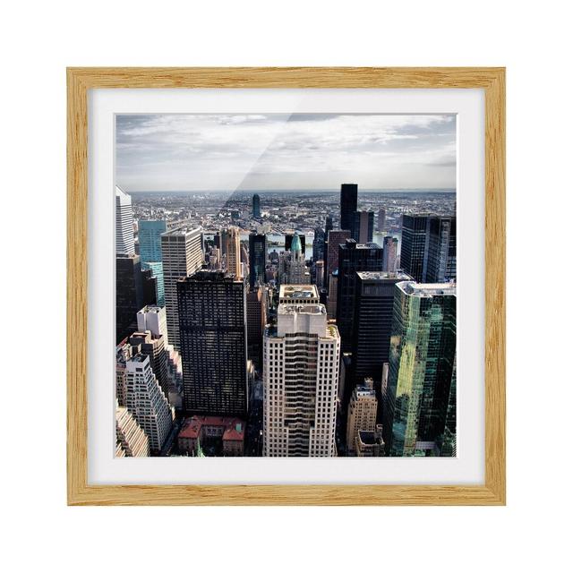 In the Middle of New York - Picture Frame Photograph Print on Paper East Urban Home Frame Options: Natural Oak, Size: 70cm H x 70cm W x 2cm D on Productcaster.