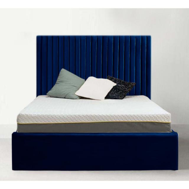 Leopoldine Upholstered Panel Bed Ebern Designs Size: Double (4'6), Colour: Royal Blue on Productcaster.