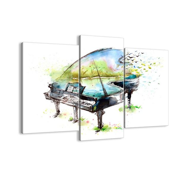 'Enchanted in Music' - 3 Piece Graphic Art Print Set on Canvas Brayden Studio Größe: 80 cm H x 95 cm H x 1,8 cm T on Productcaster.