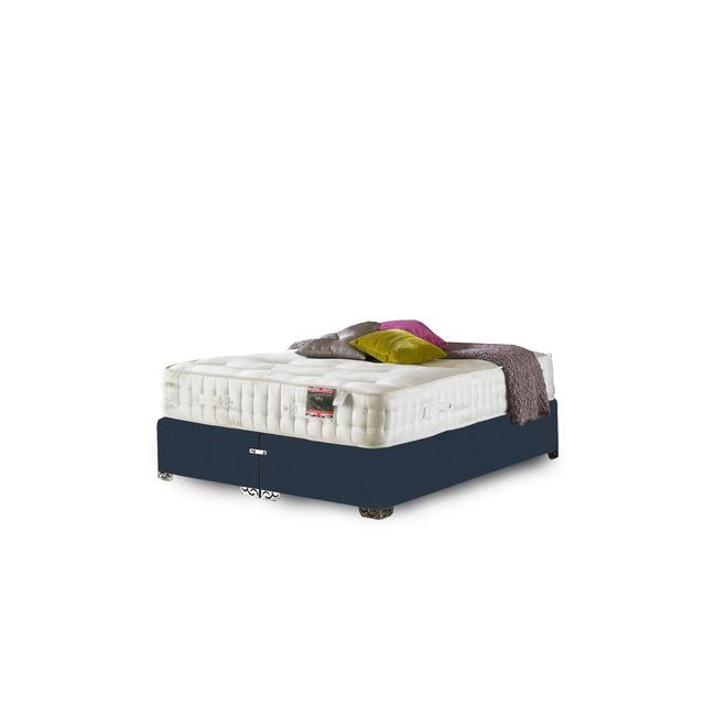 Asher Pocket Sprung 1500 Divan Bed Fairmont Park Storage Type: No Storage, Size: Double (4'6), Colour: Midnight Blue Linen on Productcaster.