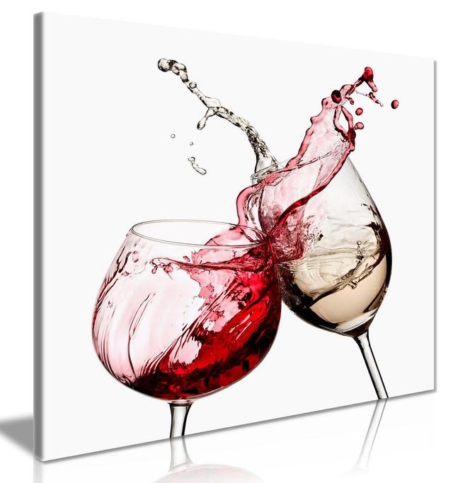 Wine Glasses Kitchen Wall - Wrapped Canvas Print Panther Print Size: 61cm H x 91cm W on Productcaster.