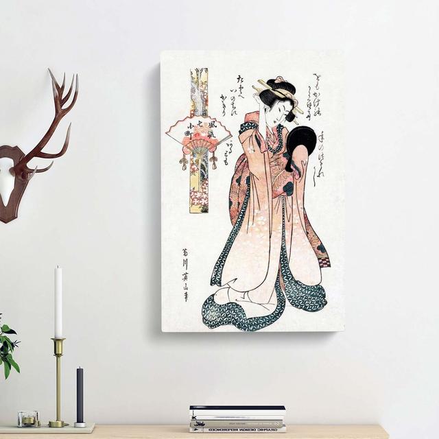 Portrait of a Geisha by Eizan Kikukawa - Wrapped Canvas Painting Pint East Urban Home Size: 76cm H x 50cm W x 3cm D on Productcaster.