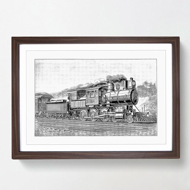 Locomotive Illustration in Black and White - Picture Frame Drawing Print East Urban Home Frame Option: Walnut Framed, Size: 48cm H x 65cm W x 2cm D on Productcaster.