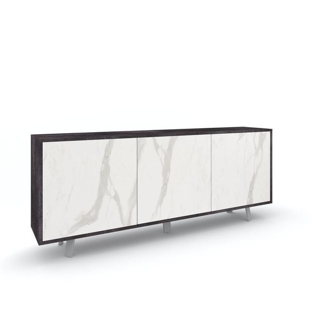 Sideboard 3 Doors Dairis Cement/Calacatta Metro Lane Colour: Black Stone/Calacatta on Productcaster.