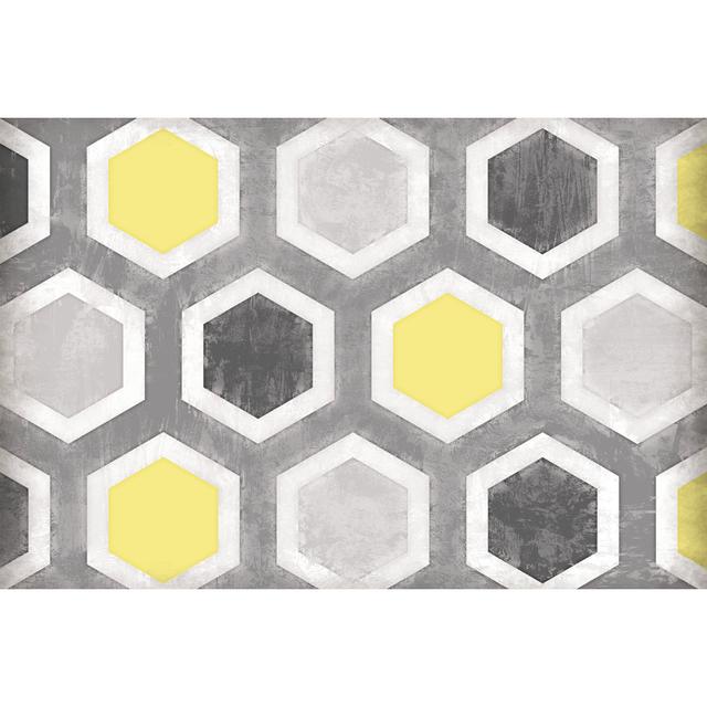 Grey Yellow Geos - Wrapped Canvas Painting George Oliver Size: 61cm H x 91cm W x 3.8cm D on Productcaster.