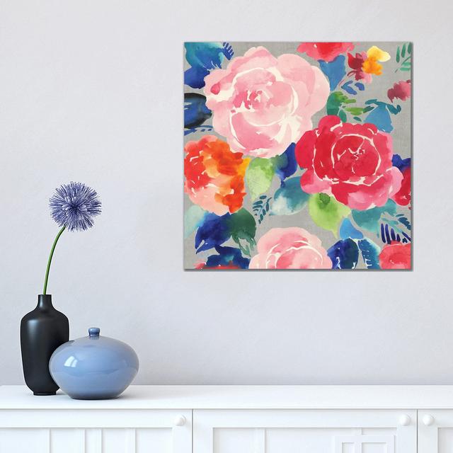 Bright Floral by Asia Jensen - Wrapped Canvas Painting Rosalind Wheeler on Productcaster.