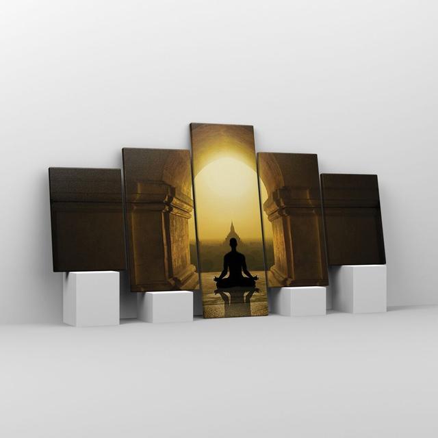 Meditation Temple Shade - 5 Piece Wrapped Canvas Photograph Latitude Vive Size: 70cm H x 125cm W x 1.8cm D on Productcaster.