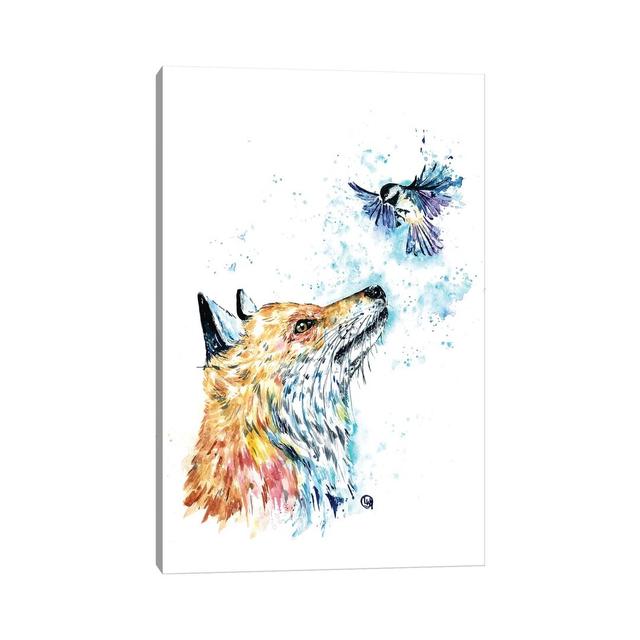 Fox And Chickadee by Lisa Whitehouse - Wrapped Canvas Print Alpen Home Size: 45.72cm H x 30.48cm W x 1.91cm D on Productcaster.