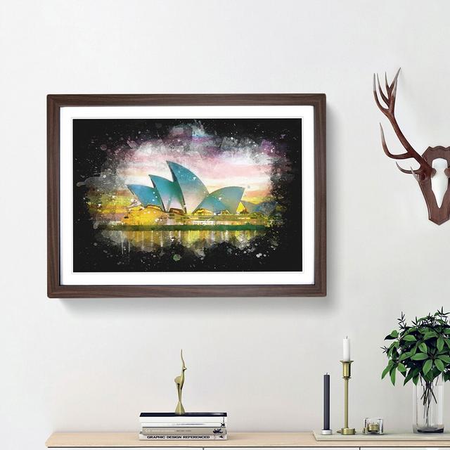 Sydney Opera House at Sunset - Picture Frame Graphic Art Print East Urban Home Frame Option: Walnut Framed, Size: 62cm H x 87cm W x 2cm D on Productcaster.