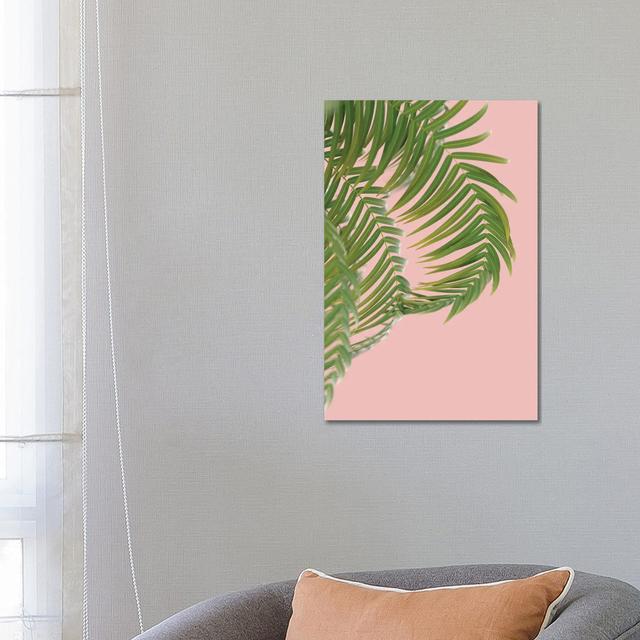 Palm Branch On A Peach Background II Vertical by Mike Kiev - Wrapped Canvas Print 17 Stories Size: 66.04cm H x 45.72cm W x 3.81cm D on Productcaster.