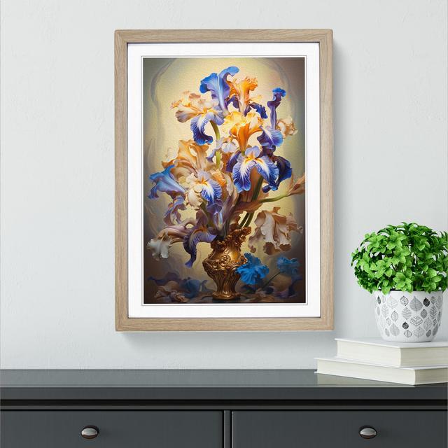 Iris Flower Baroque No.4 - Single Picture Frame Print on Wood Big Box Art Frame Colour: Oak Framed, Size: 46cm H x 34cm W x 2cm D on Productcaster.