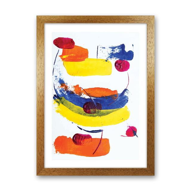 Bright Yellow Blue and Red Paint Strokes by Pixy Paper - Graphic Art Corrigan Studio Size: 59.4cm H x 42cm W x 3cm D, Format: Oak Framed on Productcaster.