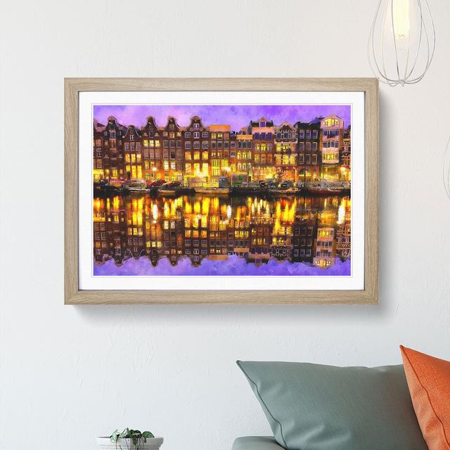 Amsterdam At Night - Single Picture Frame Painting on MDF East Urban Home Size: 33cm H x 45cm W x 2cm D, Format: Oak on Productcaster.