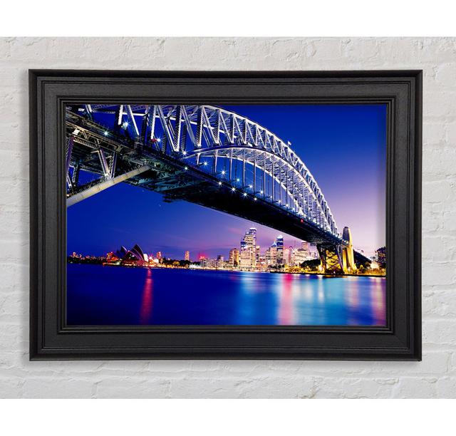 Sydney Harbour Bridge Blue Night - Photographic Print on Canvas East Urban Home Size: 59.7cm H x 84.1cm W x 8cm D, Format: Natural Framed Paper on Productcaster.