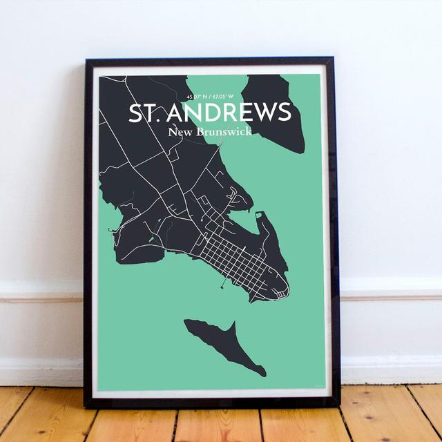 St. Andrews City Map - Unframed Graphic Art Print on Paper East Urban Home Size: 70cm H x 50cm W x 0.13cm D on Productcaster.