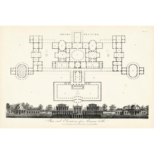 Plan & Elevation For A Roman Villa Maturi Size: 61cm H x 91cm W on Productcaster.