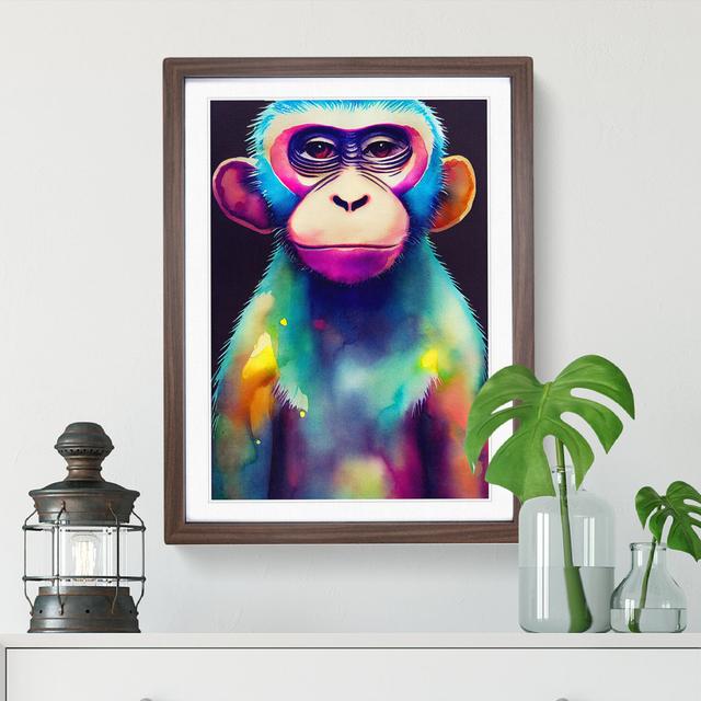 Neon Monkey No.5 - Picture Frame Painting Marlow Home Co. Frame Colour: Walnut Framed, Size: 64cm H x 46cm W x 2cm D on Productcaster.