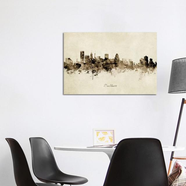 Baltimore Maryland Skyline by Michael Tompsett - Wrapped Canvas Painting Latitude Run Size: 66.04cm H x 101.6cm W x 1.91cm D on Productcaster.