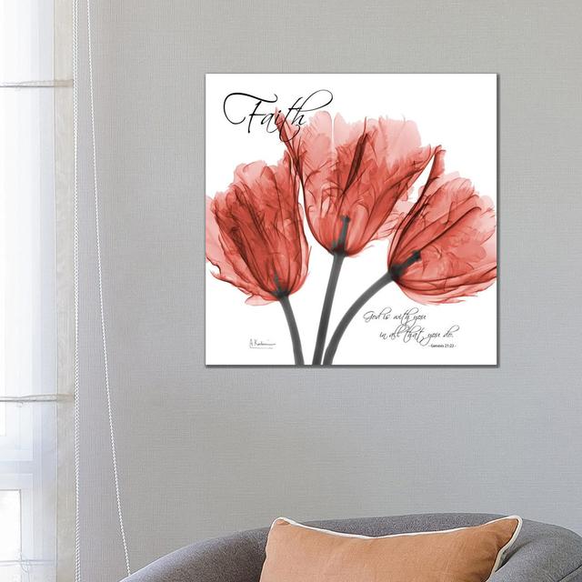 Faith Tulips by Albert Koetsier - Wrapped Canvas Typography Happy Larry Size: 66.04cm H x 66.04cm W x 3.81cm D on Productcaster.