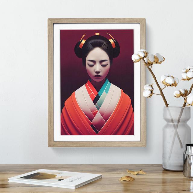 Geisha Contemporary No.1 - Picture Frame Graphic Art World Menagerie Frame Colour: Oak, Size: 46cm H x 34cm W x 2cm D on Productcaster.