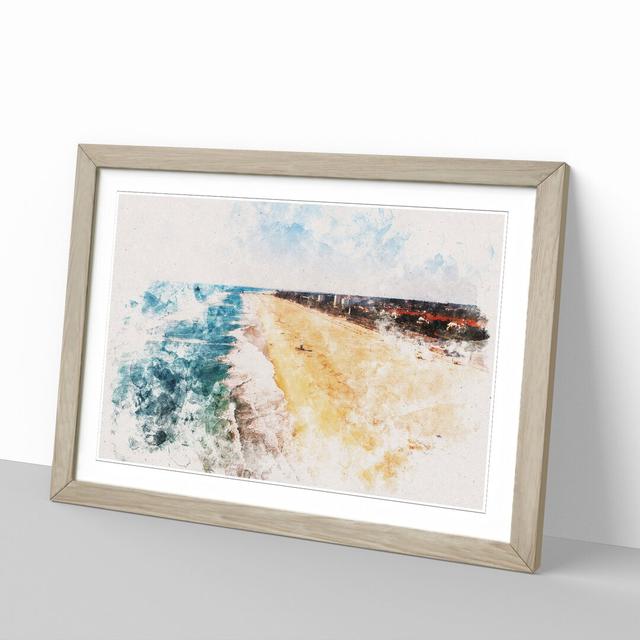 Huntington Beach in California - Picture Frame Painting East Urban Home Frame Option: Oak, Size: 48cm H x 65cm W x 2cm D on Productcaster.