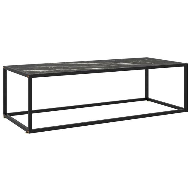 Ivy Bronx Tea Table Marble Glass Ivy Bronx Size: 35cm H x 120cm W x 50cm D, Table Top Colour: Black on Productcaster.