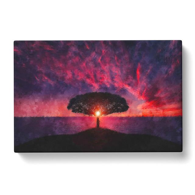 Tree At Sunset Vol.1 - Wrapped Canvas Print East Urban Home Size: 35cm H x 50cm W x 3cm D on Productcaster.