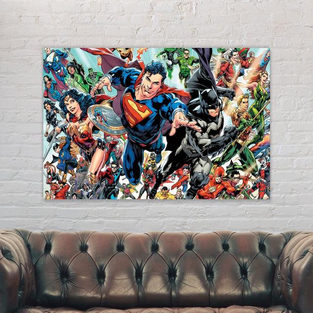 DC Comics Superheroes Action Shot - Wrapped Canvas Graphic Art World Art Prints Size: 41cm H x 61cm W x 4cm D on Productcaster.