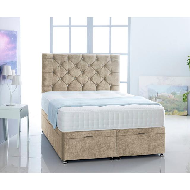 Virginia Upholstered Ottoman Bed Mercer41 Size: Single (3'), Colour: Cream on Productcaster.