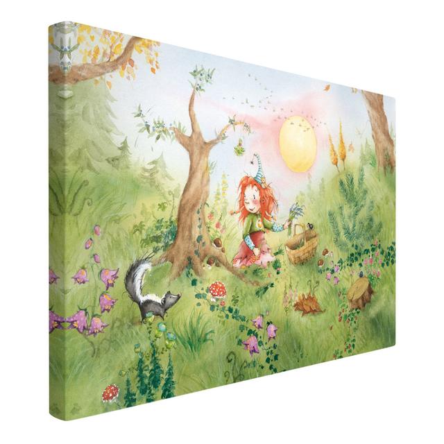 Frida Collects Herbs Art Print on Canvas Zoomie Kids Size: 40cm H x 60cm W on Productcaster.