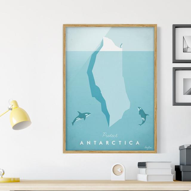 Picture With Frame - Travel Poster - Antarctica - Portrait 4:3 - A Maturi Frame Option: Brown Framed, Size: 55cm H x 40cm W x 2cm D on Productcaster.