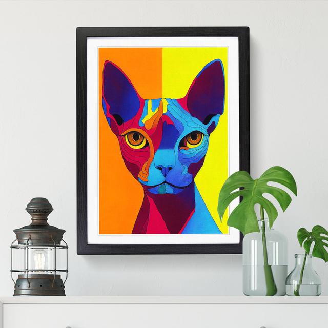 Sphynx Cat Crayon Art - Single Picture Frame Painting ClassicLiving Frame Option: Oak, Size: 34cm H x 25cm W x 2cm D on Productcaster.