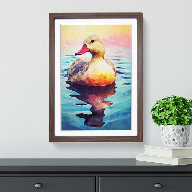 Duck Geometric - Single Picture Frame Print on Wood Brambly Cottage Format: Walnut, Size: 46cm H x 34cm W x 2cm D on Productcaster.