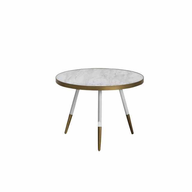 Nicolas 3 Legs Coffee Table Fairmont Park Table Base Colour: Gold, Table Top Colour: Grey on Productcaster.