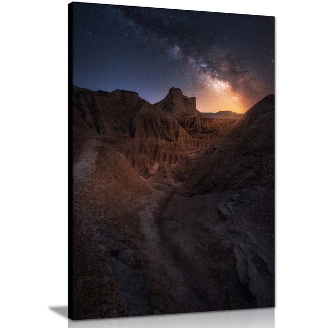 Night At Bardenas Reales Desert Mountains - Wrapped Canvas Print Panther Print Size: 91cm H x 61cm W x 1.8cm D on Productcaster.