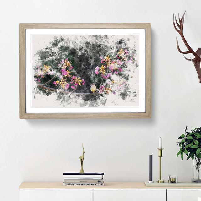 Wren Upon A Blossom Tree Branch - Single Picture Frame Print on MDF East Urban Home Size: 33cm H x 45cm W x 2cm D, Frame Option: Oak on Productcaster.